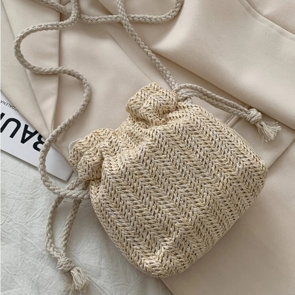 ⚠️Clearance Floral Cute Straw Bag / Drawstring Crossbody Bag - Picture 7 of 8